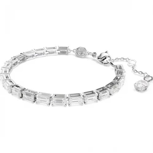 SWAROVSKI Βραχιόλι Matrix Tennis Baguette κοπή, Λευκό, Επιμετάλλωση ροδίου 5707200