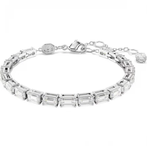 SWAROVSKI Βραχιόλι Matrix Tennis Baguette κοπή, Λευκό, Επιμετάλλωση ροδίου 5707200