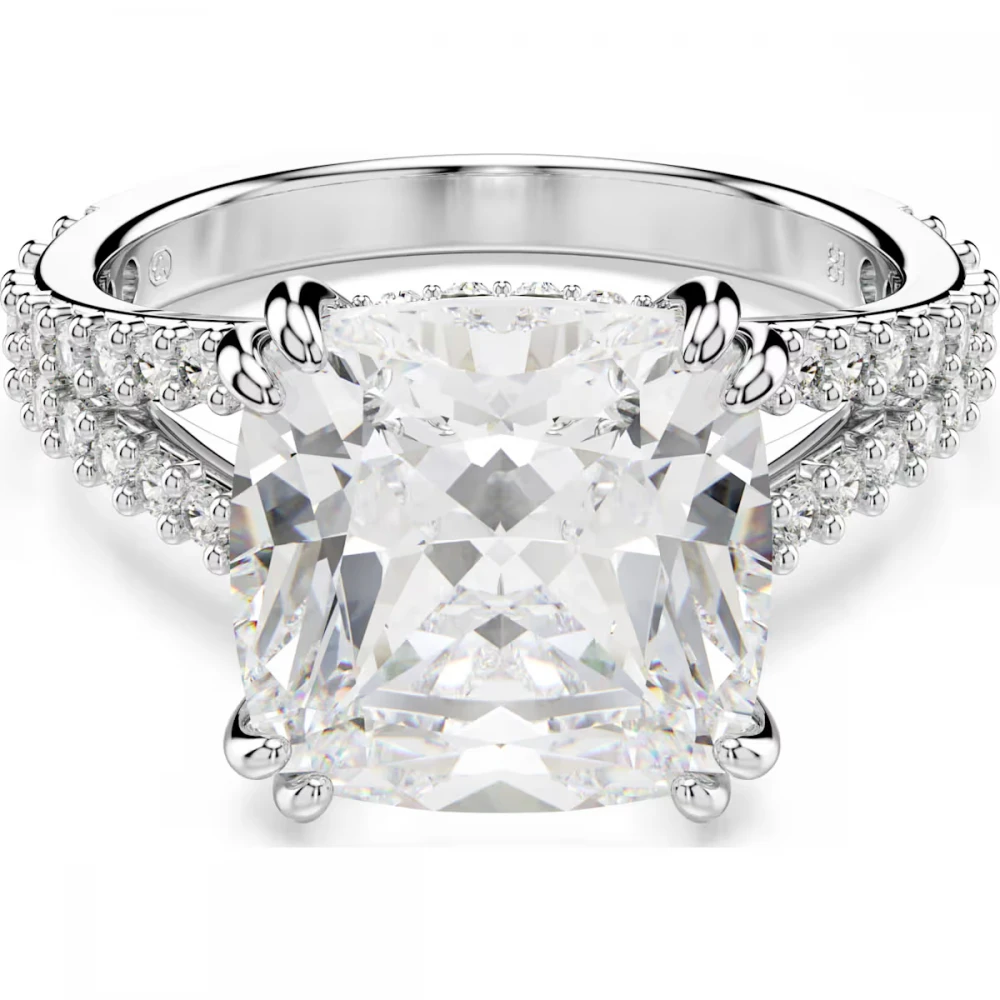 SWAROVSKI Δαχτυλίδι κοκτέιλ Stilla, Τετράγωνη κοπή, Λευκό, Ασημί Τόνο 5709904