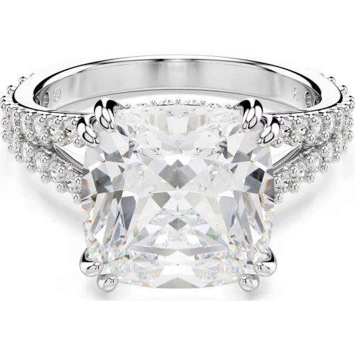SWAROVSKI Δαχτυλίδι κοκτέιλ Stilla, Τετράγωνη κοπή, Λευκό, Ασημί Τόνο 5709904