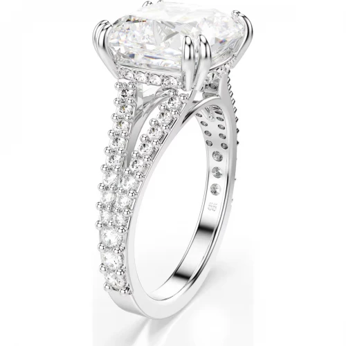 SWAROVSKI Δαχτυλίδι κοκτέιλ Stilla, Τετράγωνη κοπή, Λευκό, Ασημί Τόνο 5709904