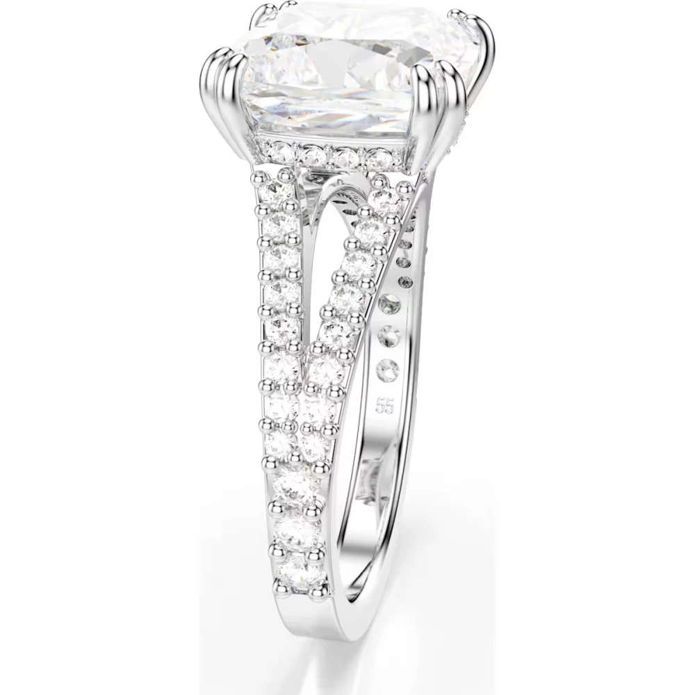 SWAROVSKI Δαχτυλίδι κοκτέιλ Stilla, Τετράγωνη κοπή, Λευκό, Ασημί Τόνο 5709904