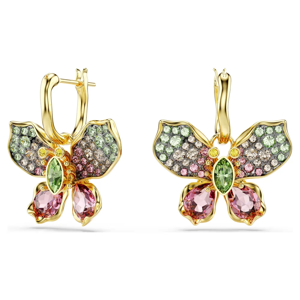 SWAROVSKI Σκουλαρίκια Idyllia Πεταλούδα, Πολύχρωμα, Μίξη Κοπών, Επιμετάλλωση σε χρυσό τόνο 5709953