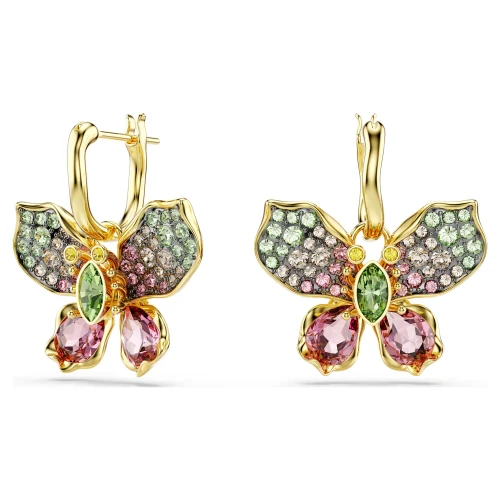 SWAROVSKI Σκουλαρίκια Idyllia Πεταλούδα, Πολύχρωμα, Μίξη Κοπών, Επιμετάλλωση σε χρυσό τόνο 5709953