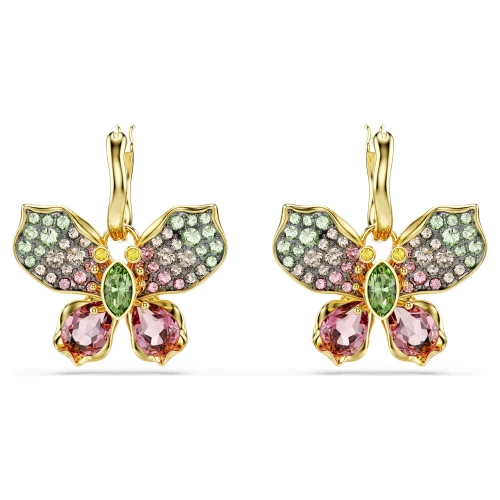 SWAROVSKI Σκουλαρίκια Idyllia Πεταλούδα, Πολύχρωμα, Μίξη Κοπών, Επιμετάλλωση σε χρυσό τόνο 5709953