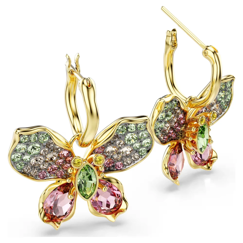 SWAROVSKI Σκουλαρίκια Idyllia Πεταλούδα, Πολύχρωμα, Μίξη Κοπών, Επιμετάλλωση σε χρυσό τόνο 5709953