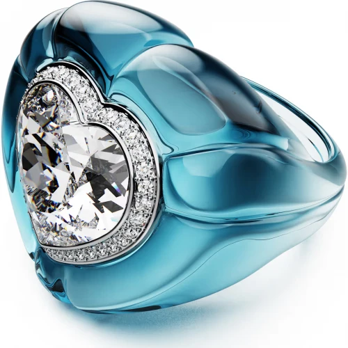 SWAROVSKI Dulcis Δαχτυλίδι κοκτέιλ Κοπή Καρδιά, Pave, Μπλε 5709963