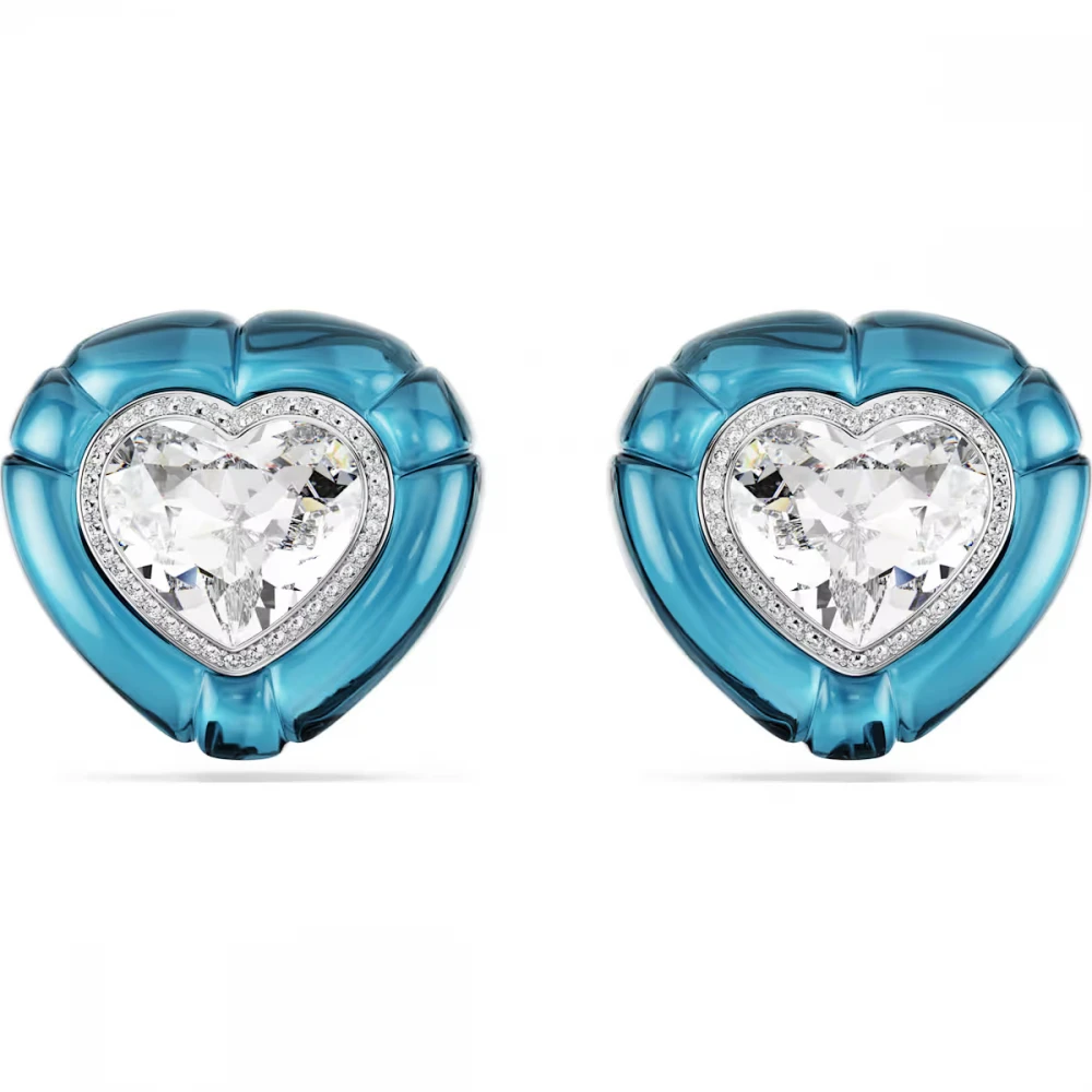 SWAROVSKI Dulcis Σκουλαρίκια με Κλιπ, Κοπή Καρδιά, Pave, Μπλε, Επιροδιωμένο 5714385