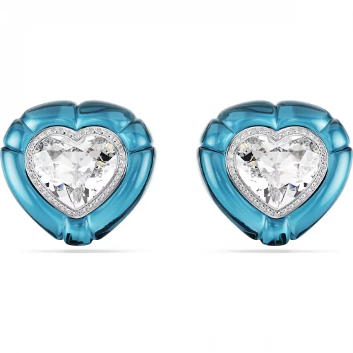 SWAROVSKI Dulcis Σκουλαρίκια με Κλιπ, Κοπή Καρδιά, Pave, Μπλε, Επιροδιωμένο 5714385