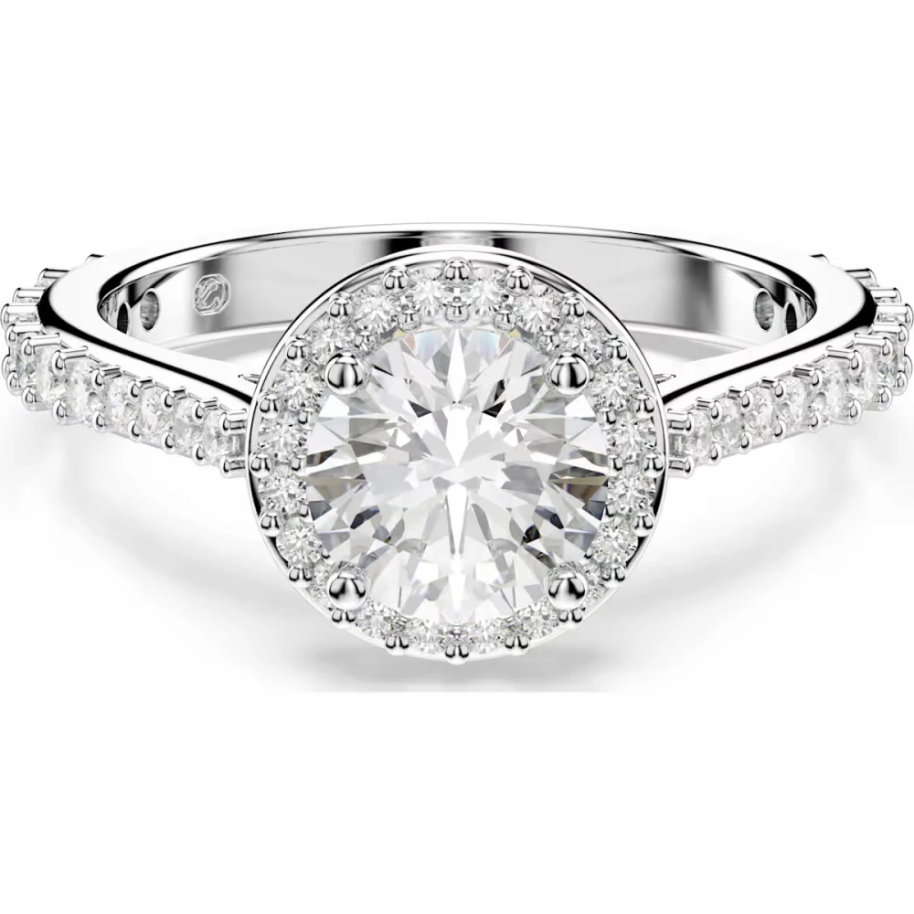 SWAROVSKI Una Angelic Δαχτυλίδι, Στρογγυλή Κοπή, Λευκό, Επιμετάλλωση Ροδίου 5717929
