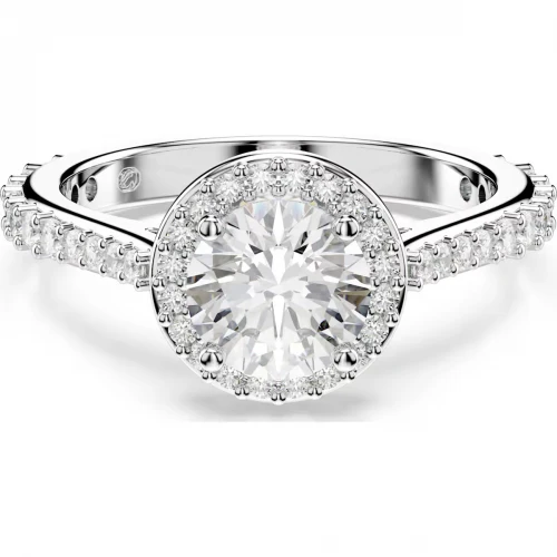SWAROVSKI Una Angelic Δαχτυλίδι, Στρογγυλή Κοπή, Λευκό, Επιμετάλλωση Ροδίου 5717929