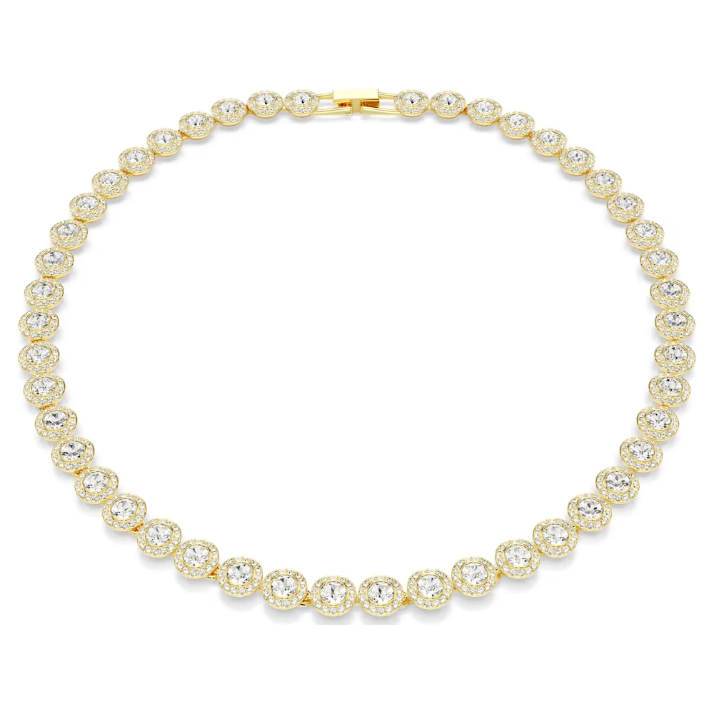 SWAROVSKI Κολιέ Una Tennis Angelic Στρογγυλή κοπή, Λευκό, Επιχρυσωμένο 5720505