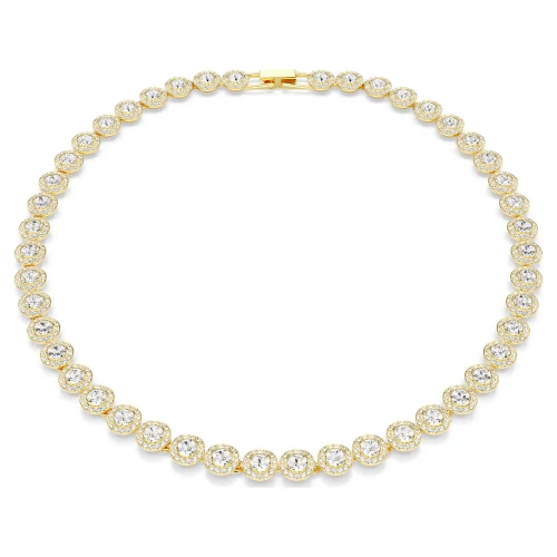 SWAROVSKI Κολιέ Una Tennis Angelic Στρογγυλή κοπή, Λευκό, Επιχρυσωμένο 5720505