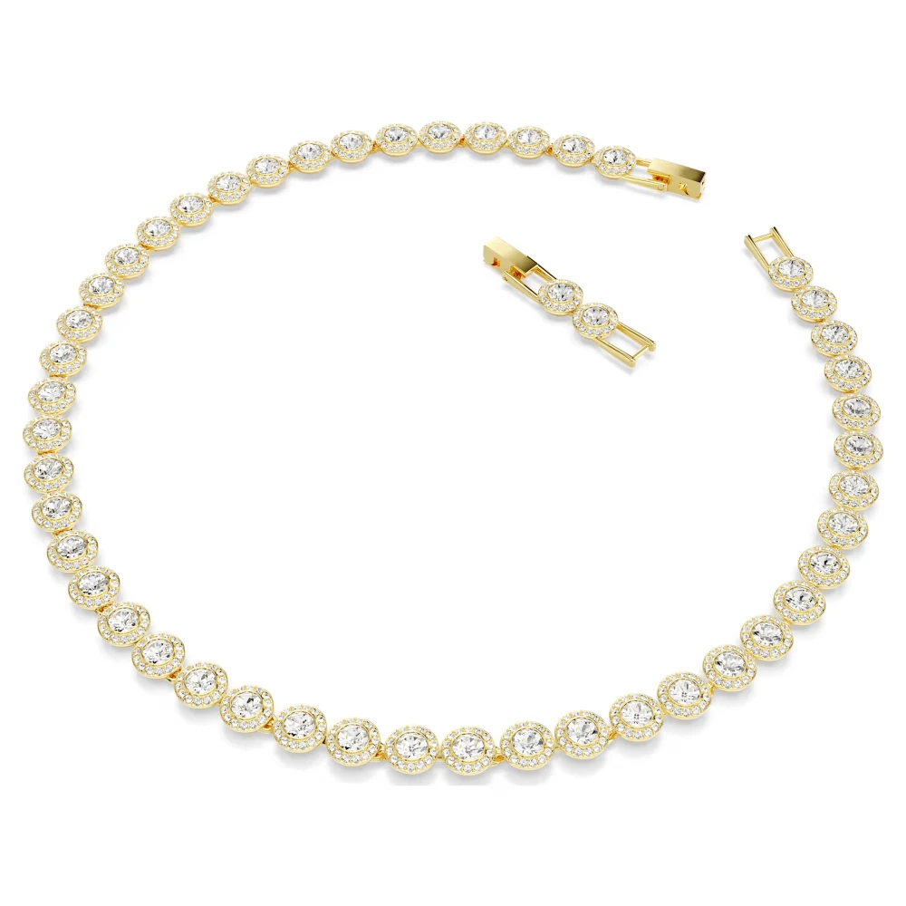 SWAROVSKI Κολιέ Una Tennis Angelic Στρογγυλή κοπή, Λευκό, Επιχρυσωμένο 5720505