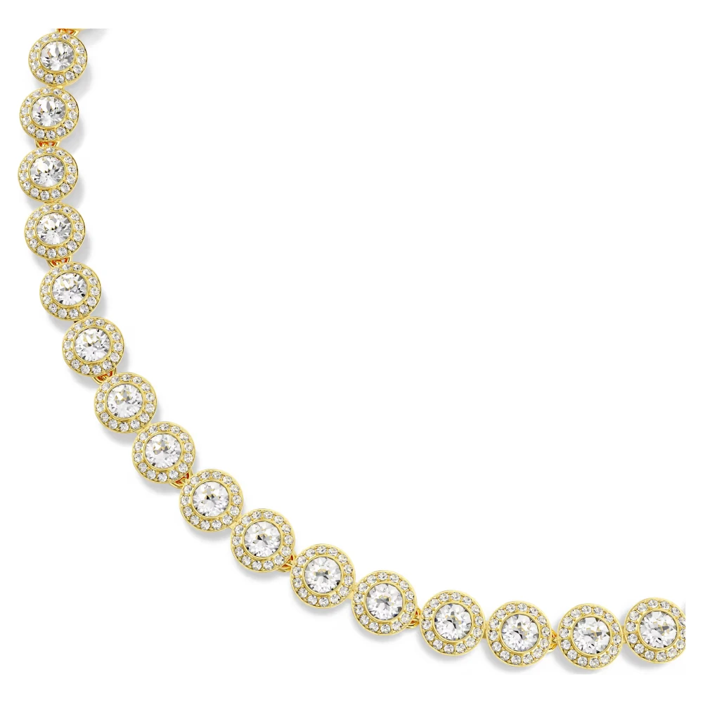 SWAROVSKI Κολιέ Una Tennis Angelic Στρογγυλή κοπή, Λευκό, Επιχρυσωμένο 5720505