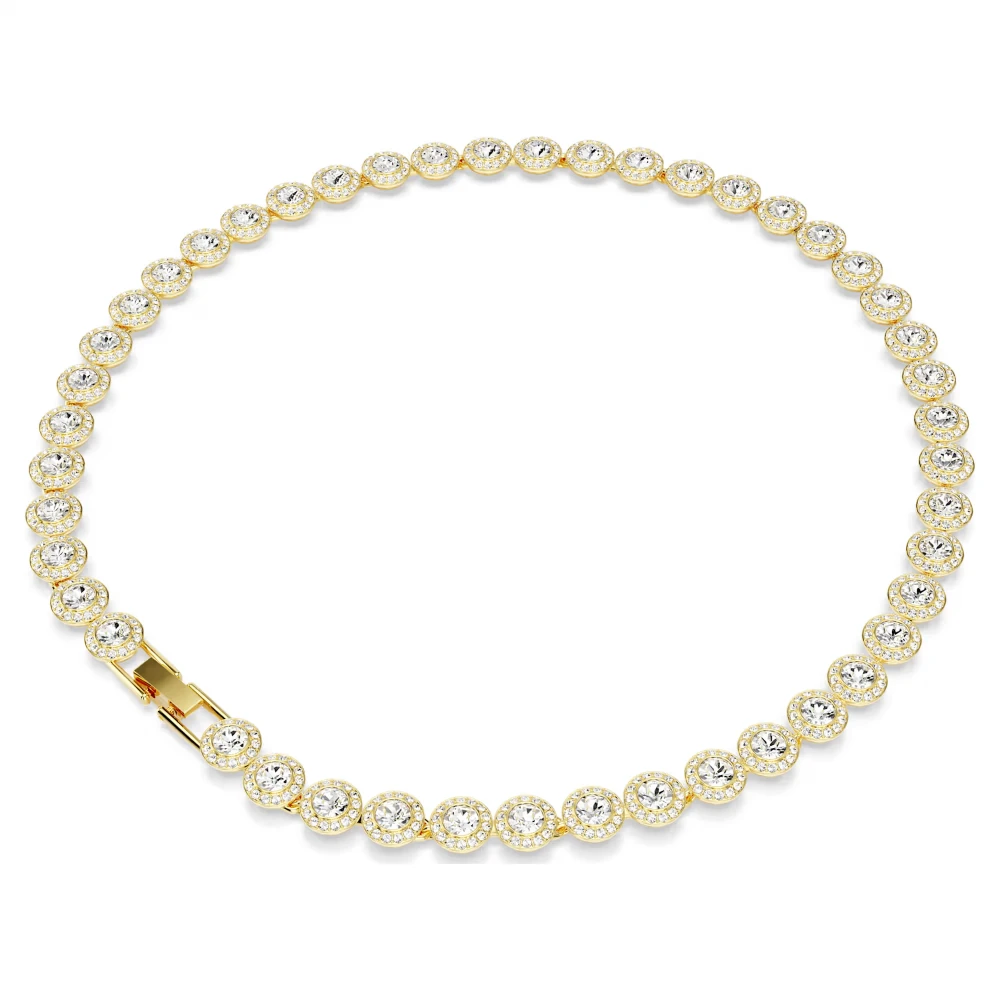 SWAROVSKI Κολιέ Una Tennis Angelic Στρογγυλή κοπή, Λευκό, Επιχρυσωμένο 5720505