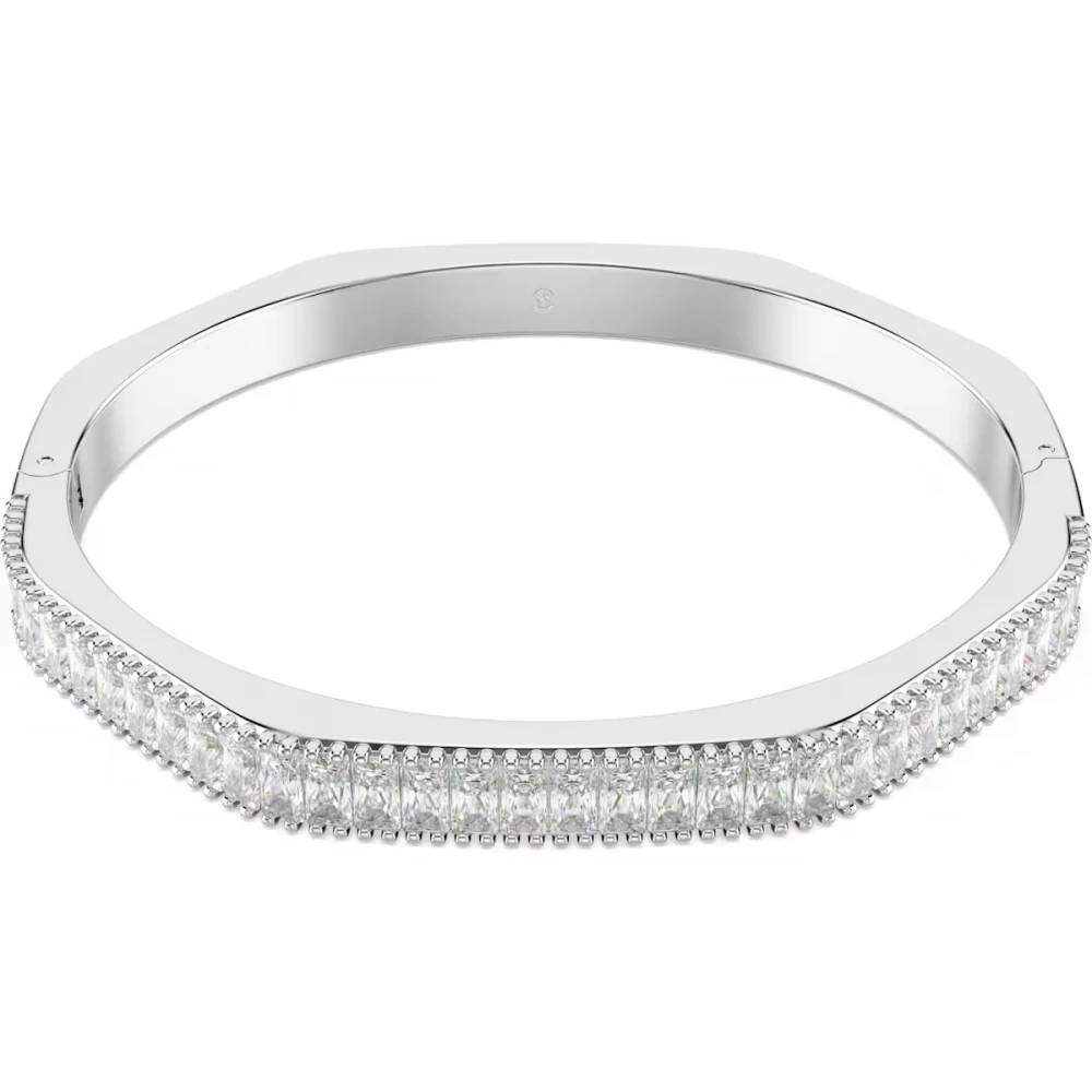 SWAROVSKI, Matrix Άκαμπτο βραχιόλι, Baguette Κοπή, Λευκό, Επιμετάλλωση Ροδίου 5720622
