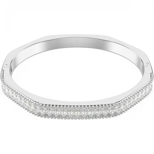 SWAROVSKI, Matrix Άκαμπτο βραχιόλι, Baguette Κοπή, Λευκό, Επιμετάλλωση Ροδίου 5720622