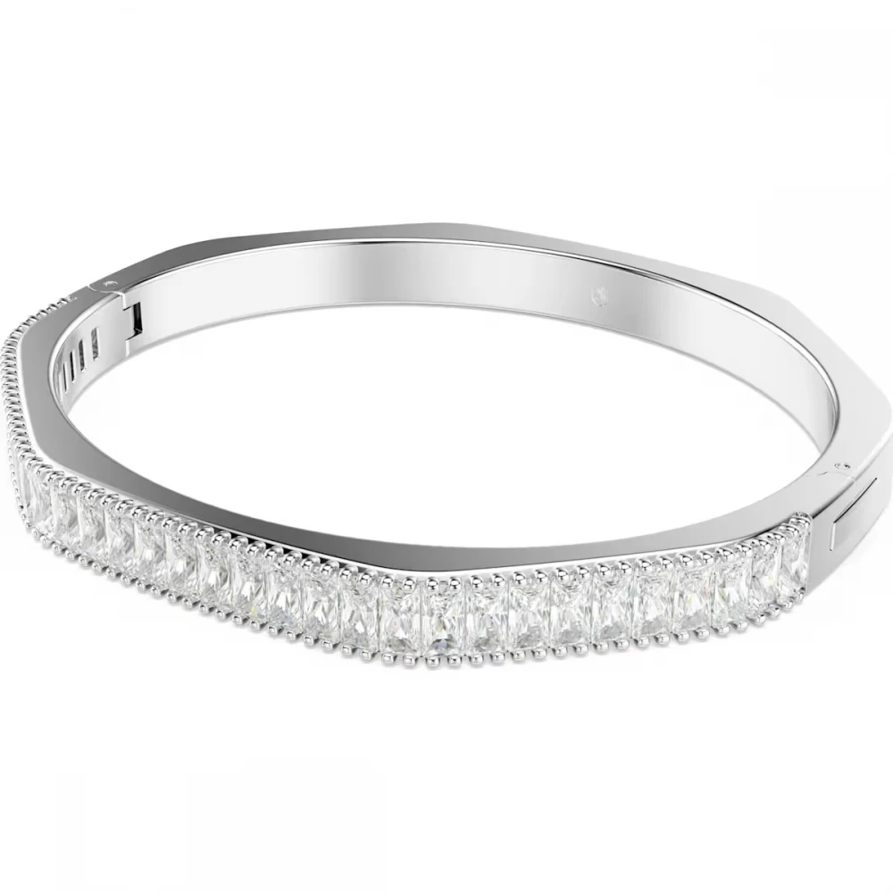 SWAROVSKI, Matrix Άκαμπτο βραχιόλι, Baguette Κοπή, Λευκό, Επιμετάλλωση Ροδίου 5720622