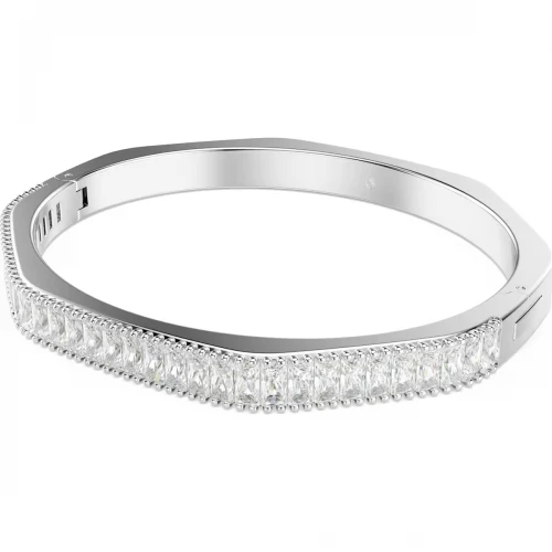SWAROVSKI, Matrix Άκαμπτο βραχιόλι, Baguette Κοπή, Λευκό, Επιμετάλλωση Ροδίου 5720622