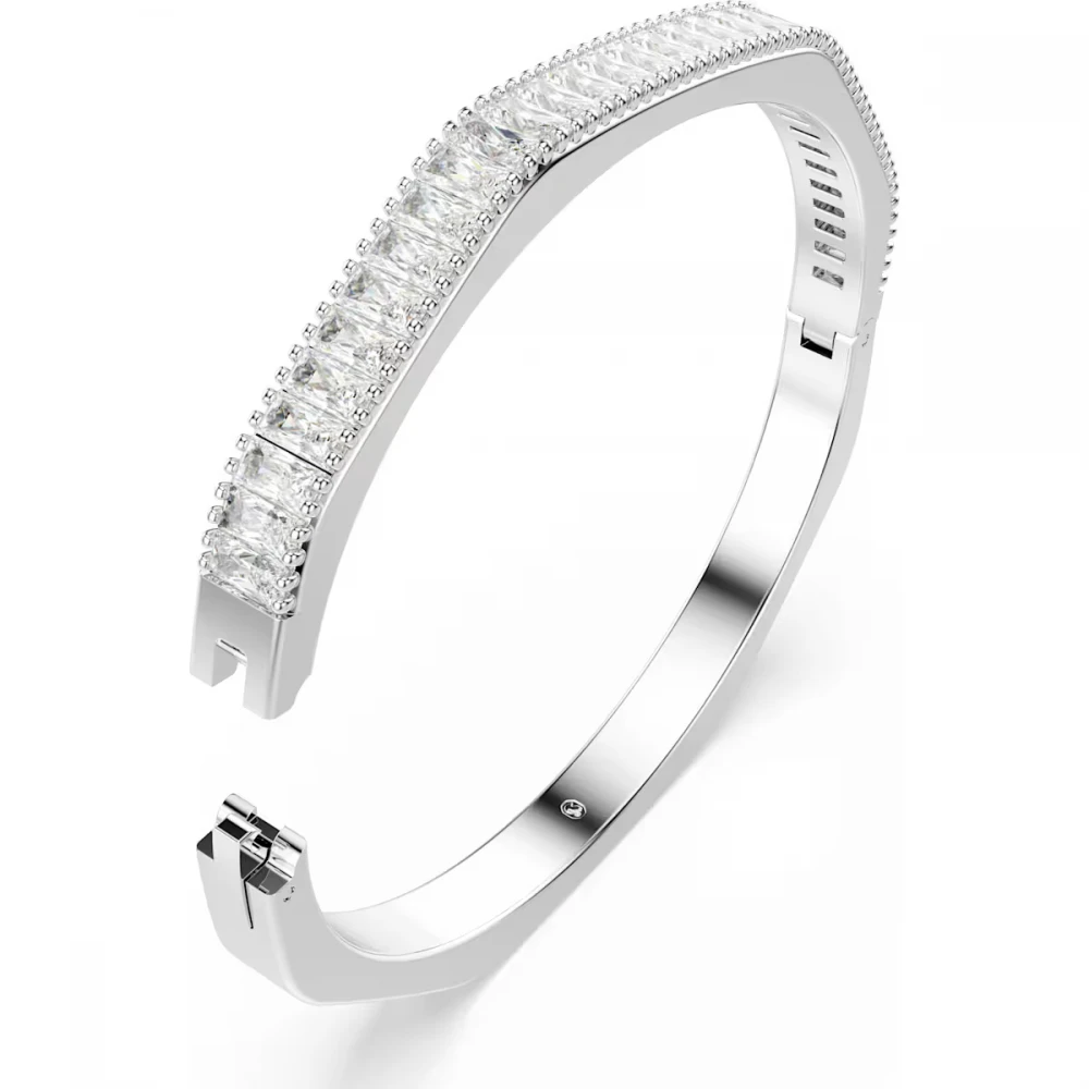 SWAROVSKI, Matrix Άκαμπτο βραχιόλι, Baguette Κοπή, Λευκό, Επιμετάλλωση Ροδίου 5720622