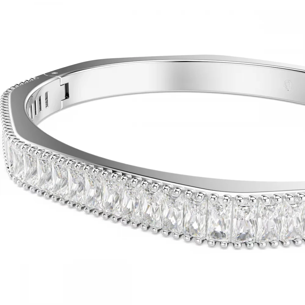 SWAROVSKI, Matrix Άκαμπτο βραχιόλι, Baguette Κοπή, Λευκό, Επιμετάλλωση Ροδίου 5720622