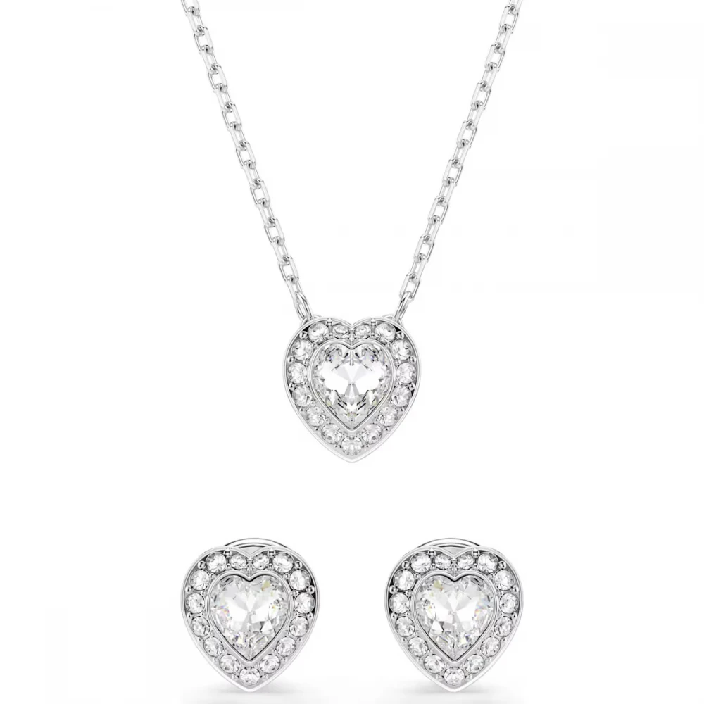SWAROVSKI Angelic Set, Κοπή Καρδιά, Λευκό, Επιροδιωμένο 5720849