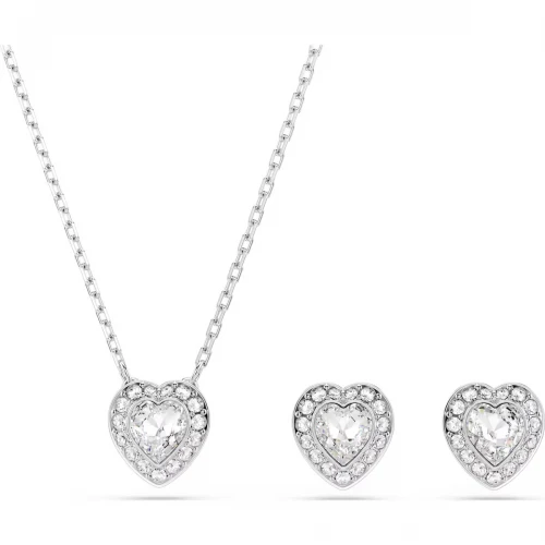 SWAROVSKI Angelic Set, Κοπή Καρδιά, Λευκό, Επιροδιωμένο 5720849