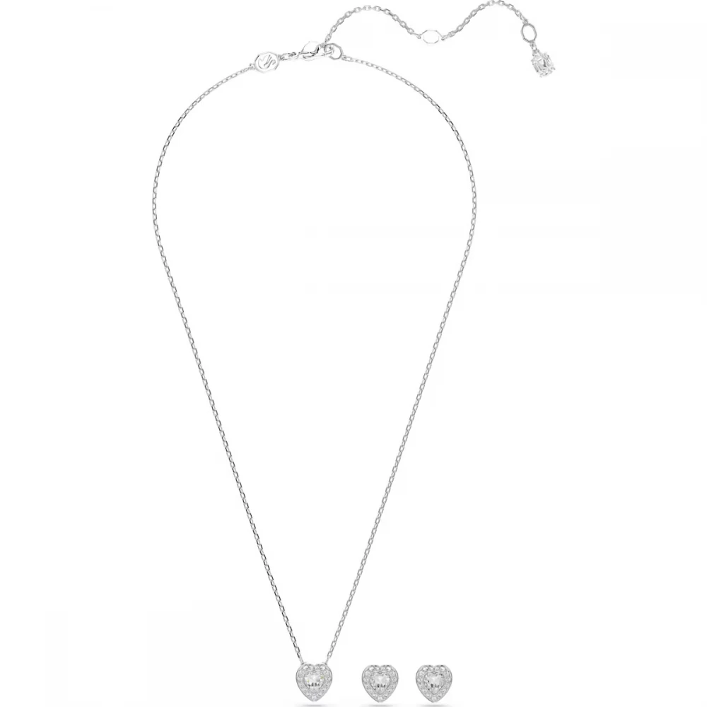 SWAROVSKI Angelic Set, Κοπή Καρδιά, Λευκό, Επιροδιωμένο 5720849