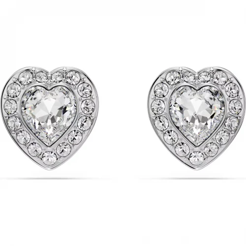 SWAROVSKI Σκουλαρίκια Καρδιά, Κοπή "Καρδία", Λευκά, Επιμετάλλωση ροδίου 5720859