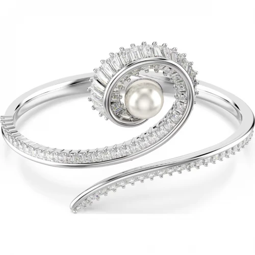 SWAROVSKI Άκαμπτο βραχιόλι Ariana Grande, Crystal Pearl, Λευκό, Επιμετάλλωση Ροδίου 5720863