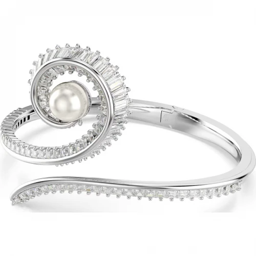 SWAROVSKI Άκαμπτο βραχιόλι Ariana Grande, Crystal Pearl, Λευκό, Επιμετάλλωση Ροδίου 5720863