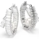 SWAROVSKI Σκουλαρίκια κρίκοι, Crystal pearl, Baguette Κοπή, Λευκό, Επιροδιωμένο 5720868