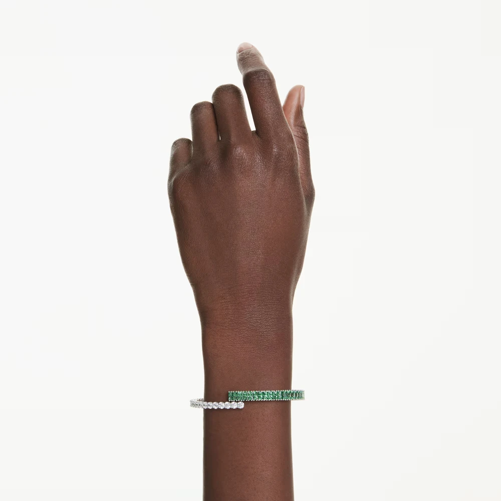 SWAROVSKI, Matrix Άκαμπτο βραχιόλι, Μικτή Κοπή, Πράσινο, Επιμετάλλωση Ροδίου 5722461