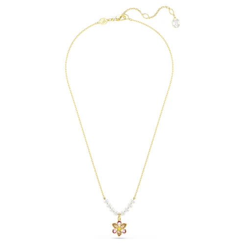 SWAROVSKI Idyllia Crystal Pearl Μενταγιόν με αλυσίδα, Λουλούδι Μίξη Κοπών, Χρυσ΄΄ος Τόνος 5723140