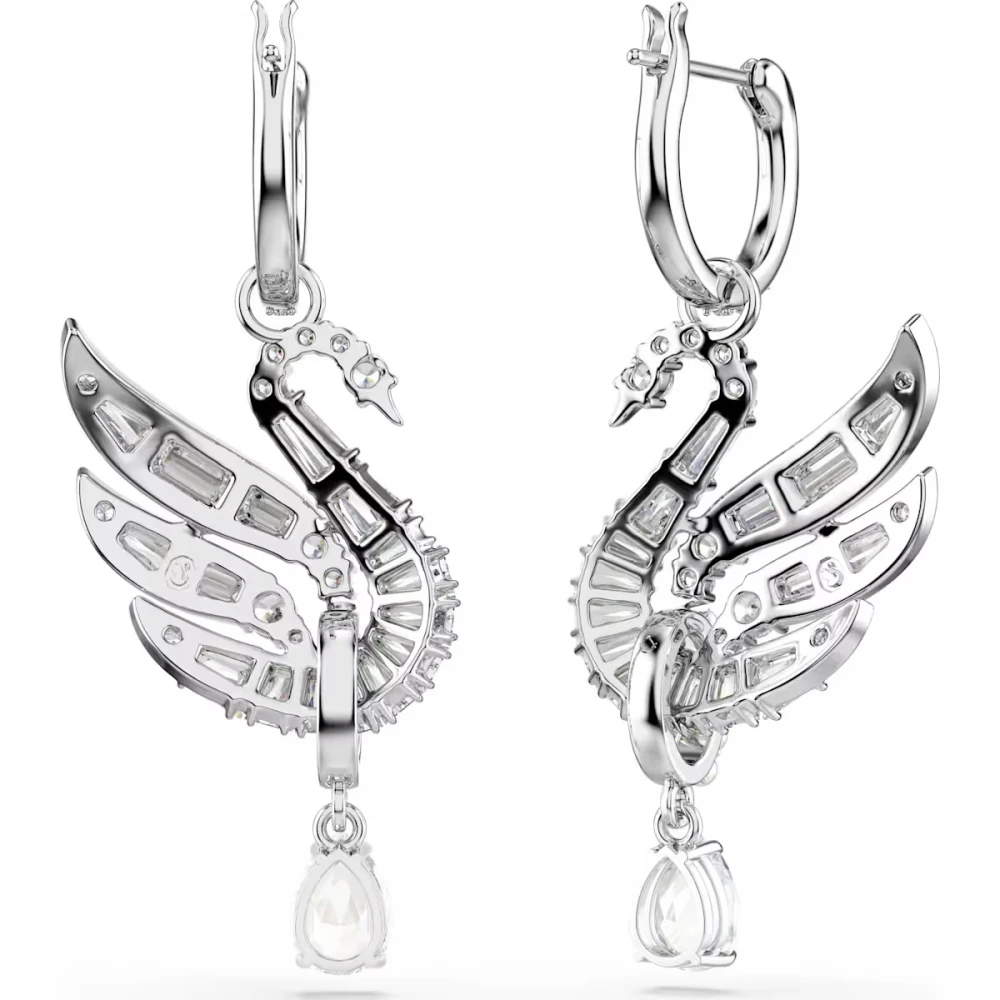 SWAROVSKI Vienna Swan Σκουλαρίκια Κύκνος, Λευκά, Επιροδιωμένα 5723388