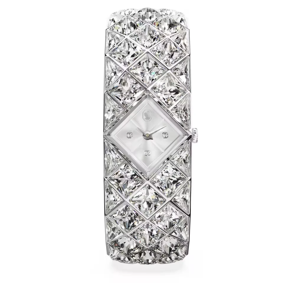 SWAROVSKI Curiosa Bangle, Μπρασελέ από Ανοξείδωτο Ατσάλι και Κρύσταλλα, Ασημί τόνος, 5724515
