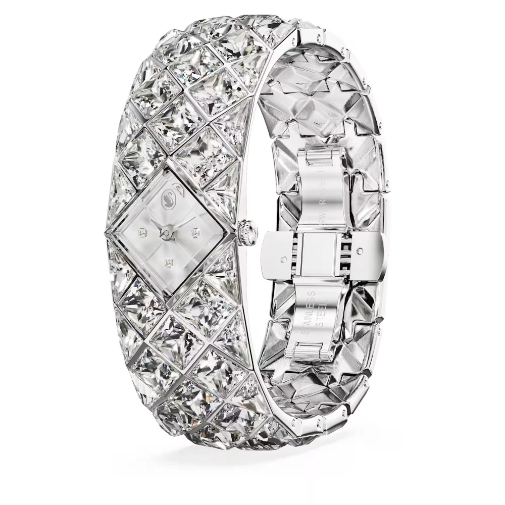 SWAROVSKI Curiosa Bangle, Μπρασελέ από Ανοξείδωτο Ατσάλι και Κρύσταλλα, Ασημί τόνος, 5724515