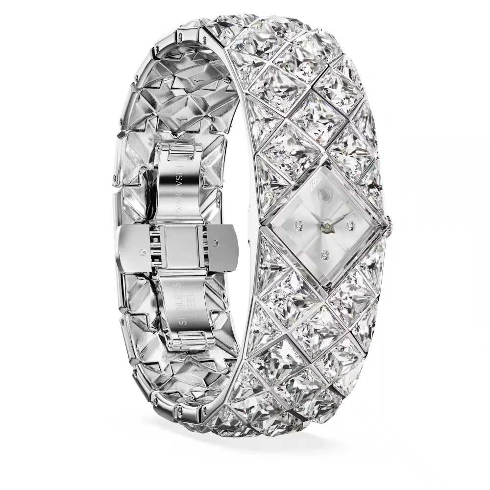 SWAROVSKI Curiosa Bangle, Μπρασελέ από Ανοξείδωτο Ατσάλι και Κρύσταλλα, Ασημί τόνος, 5724515