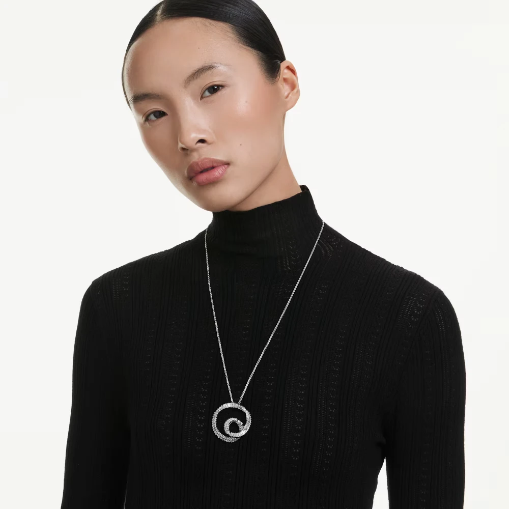 SWAROVSKI Μενταγιόν Matrix με Αλυσίδα Baguette κοπή, Λευκό, Επιμετάλλωση ροδίου 5727114