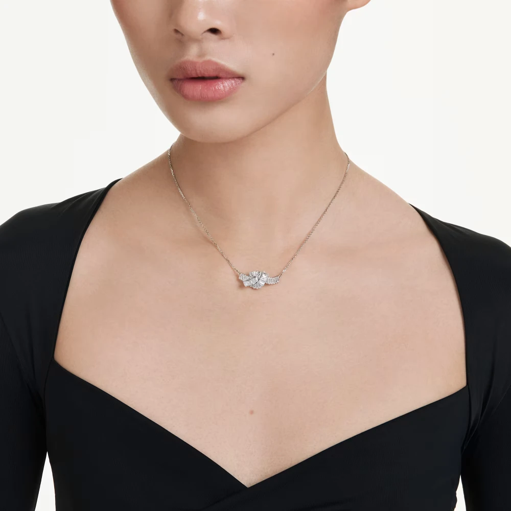 SWAROVSKI Κολιέ Matrix Baguette κοπή, Λευκό, Κόμπος Επιμετάλλωση ροδίου 5728553