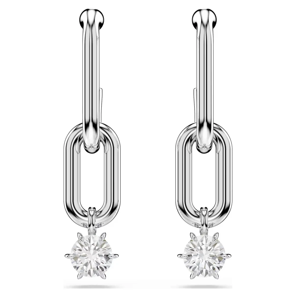 SWAROVSKI Σκουλαρίκια-σταγόνα Constella Στρογγυλή Κοπή, Λευκά, Επιμετάλλωση ροδίου 5728584