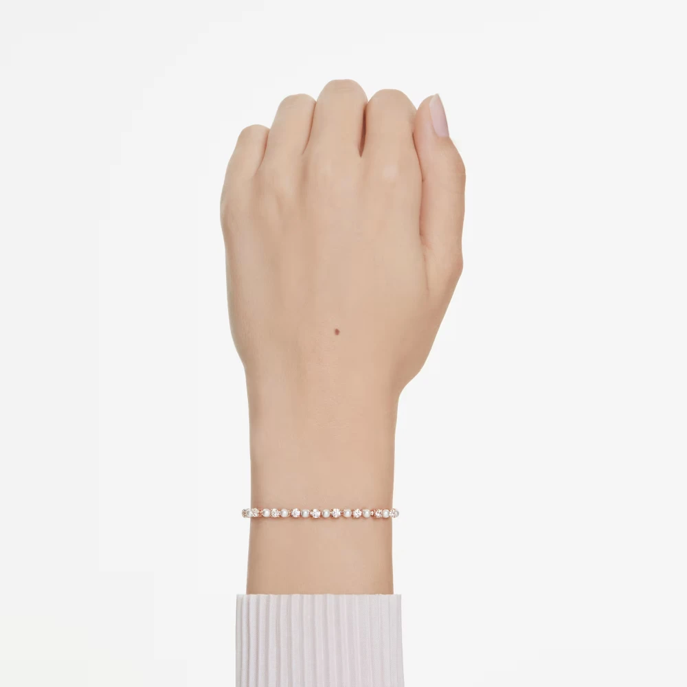 SWAROVSKI Βραχιόλι Matrix Crystal Pearl, Στρογγυλή κοπή, Λευκό, Επιμετάλλωση Ροζ Χρυσό 5729506