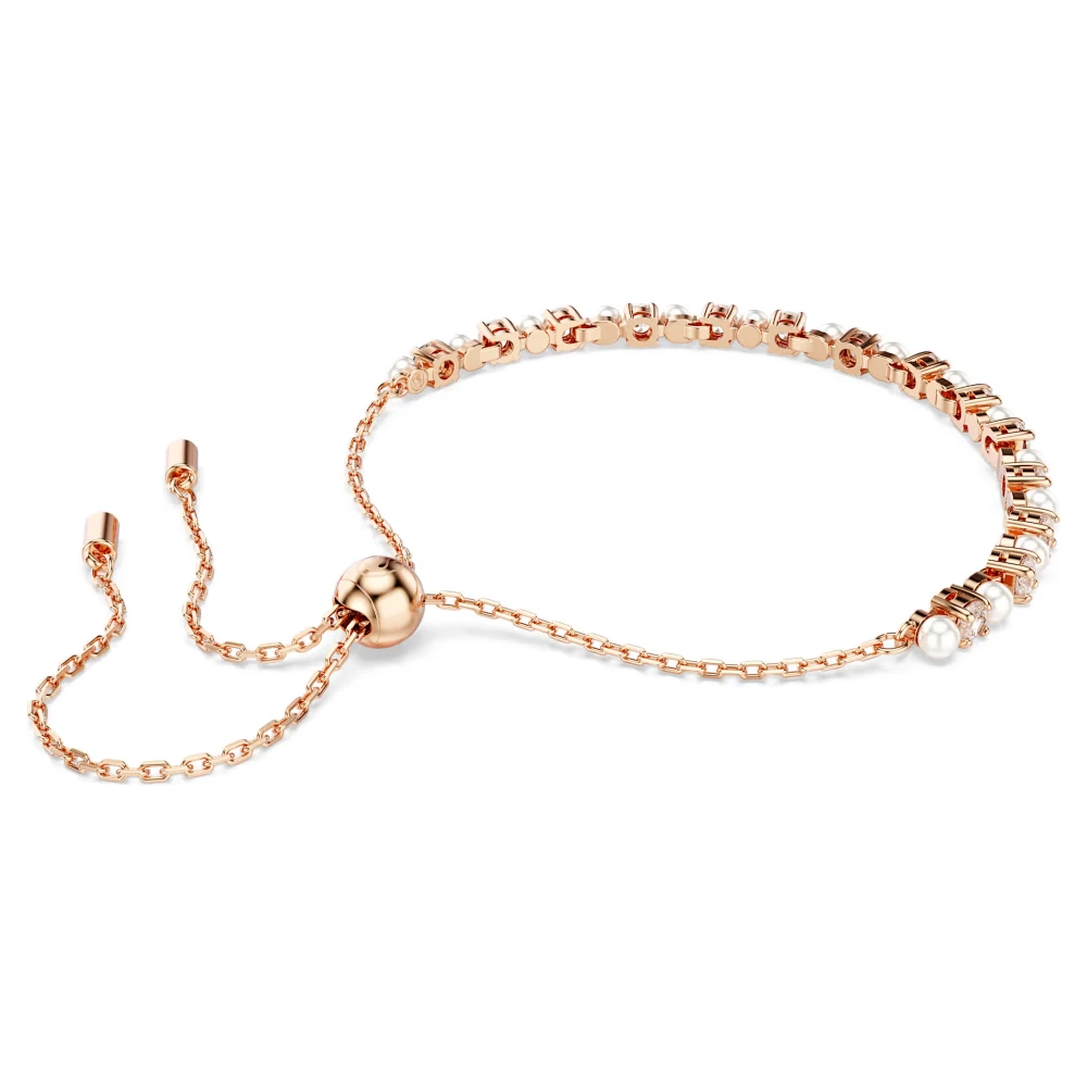 SWAROVSKI Βραχιόλι Matrix Crystal Pearl, Στρογγυλή κοπή, Λευκό, Επιμετάλλωση Ροζ Χρυσό 5729506