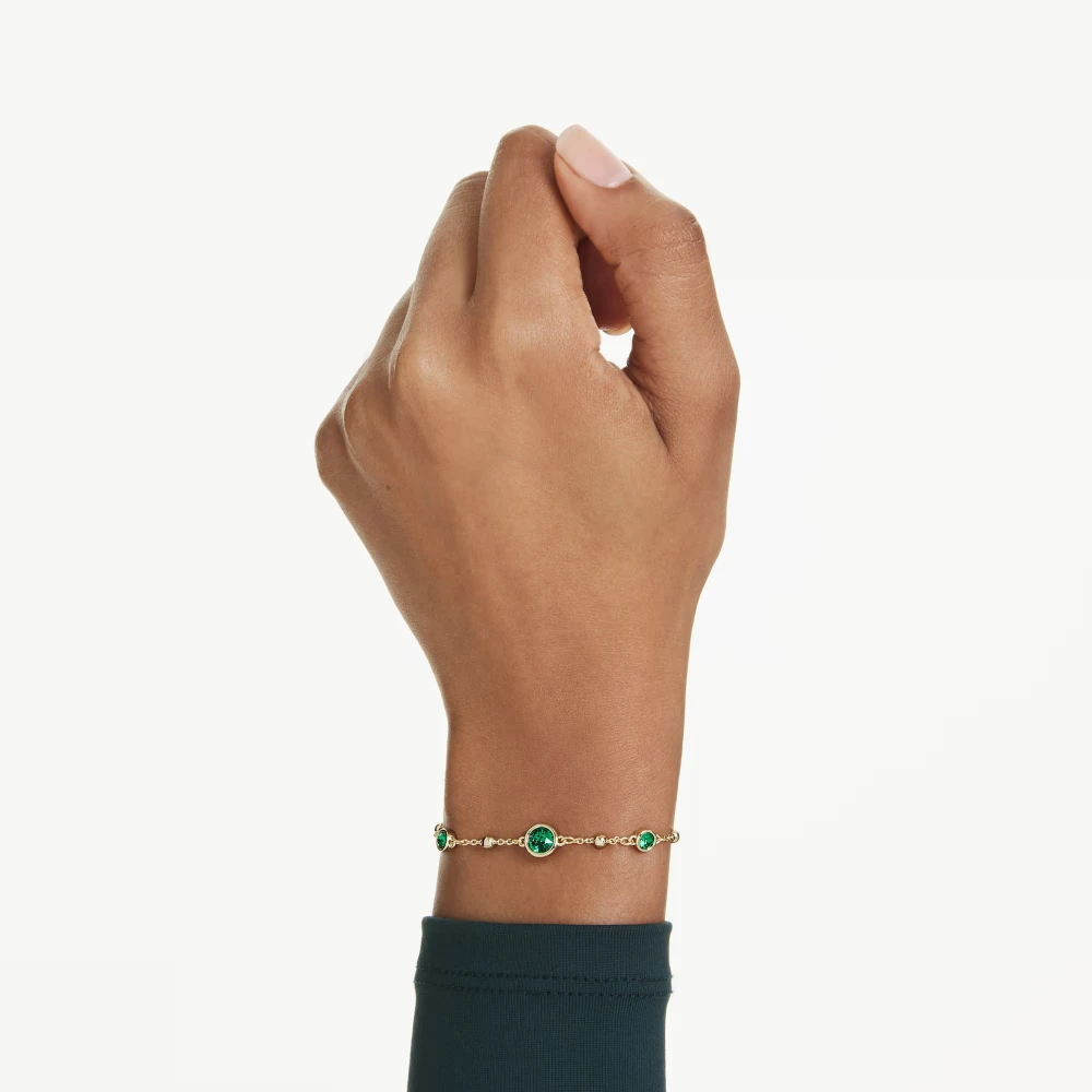 SWAROVSKI Βραχιόλι Imber Στρογγυλή κοπή, Πράσινο, Επιμετάλλωση σε χρυσό τόνο 5730676