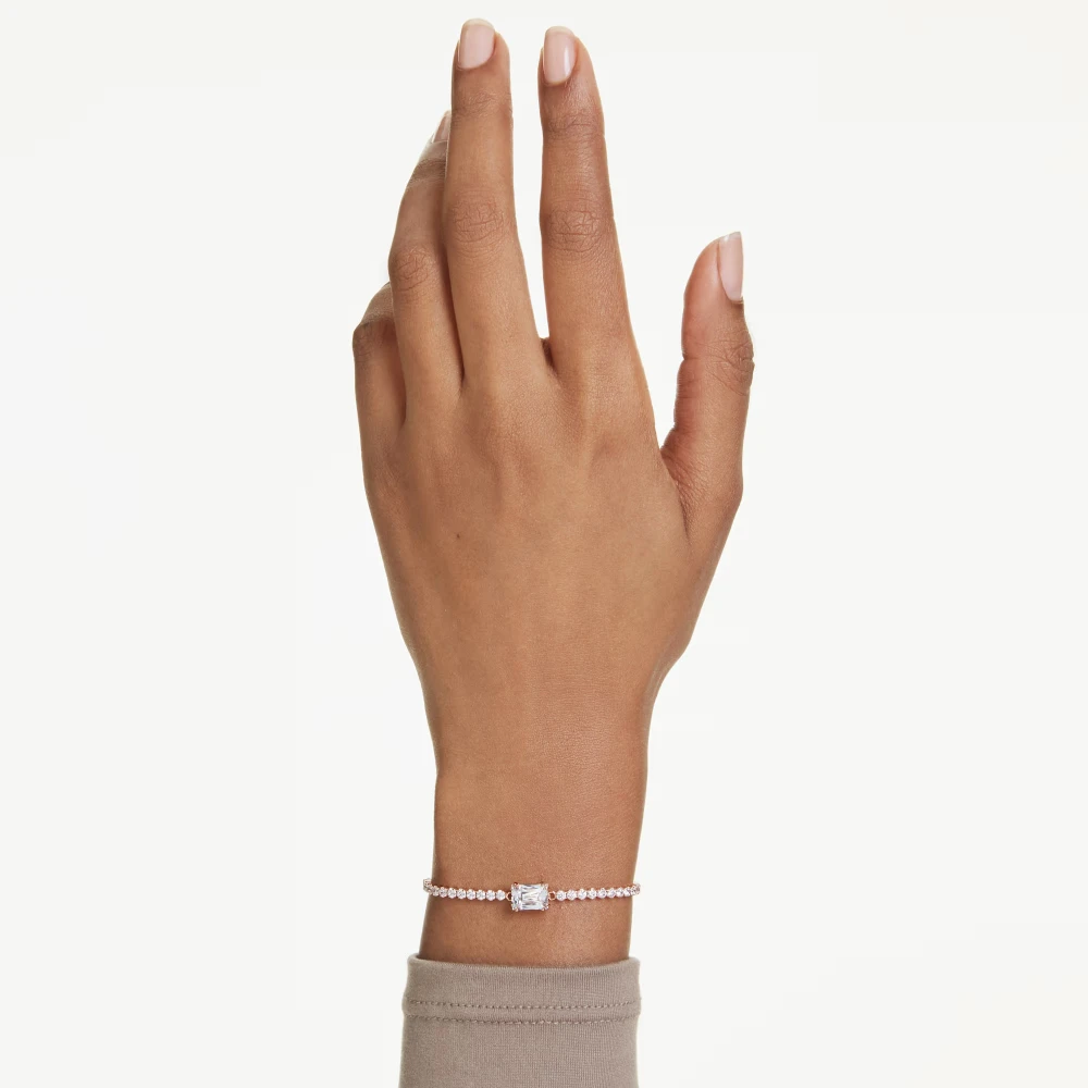 SWAROVSKI Βραχιόλι Tennis Matrix Μίξη Κοπών, Λευκό, Επιμετάλλωση σε ροζ-χρυσό τόνο 5730706