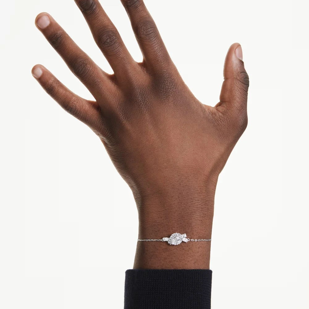 SWAROVSKI Βραχιόλι Matrix Baguette κοπή, Λευκό, Κόμπος, Επιμετάλλωση ροδίου 5731101
