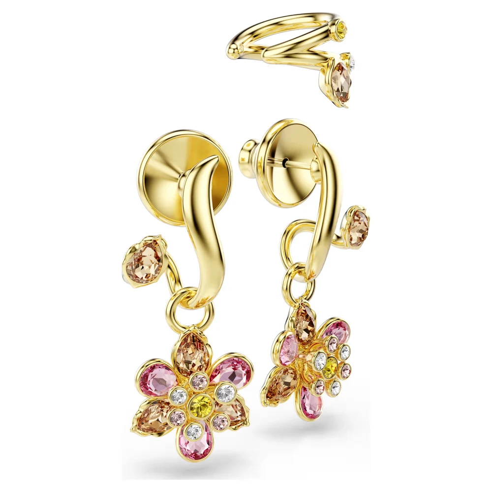 SWAROVSKI Σκουλαρίκια Idyllia Λουλούδι, Πολύχρωμα, Μίξη Κοπών, Επιμετάλλωση σε χρυσό τόνο 5732386