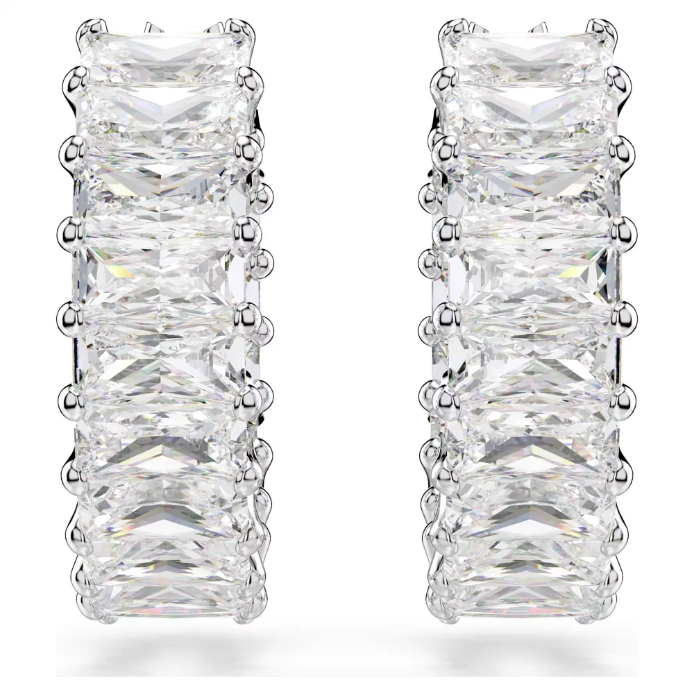 SWAROVSKI Κρίκοι Matrix, Κοπή Baguette, Λευκά, Επιροδιωμένα 5733397