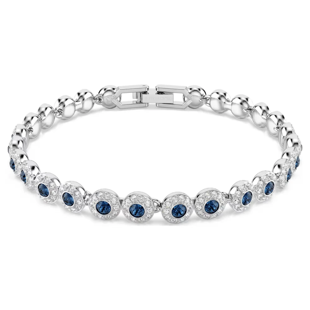 SWAROVSKI Βραχιόλι Tennis Una Angelic, Στρογγυλή Κοπή, Μπλε, Επιμετάλλωση ροδίου 5733401